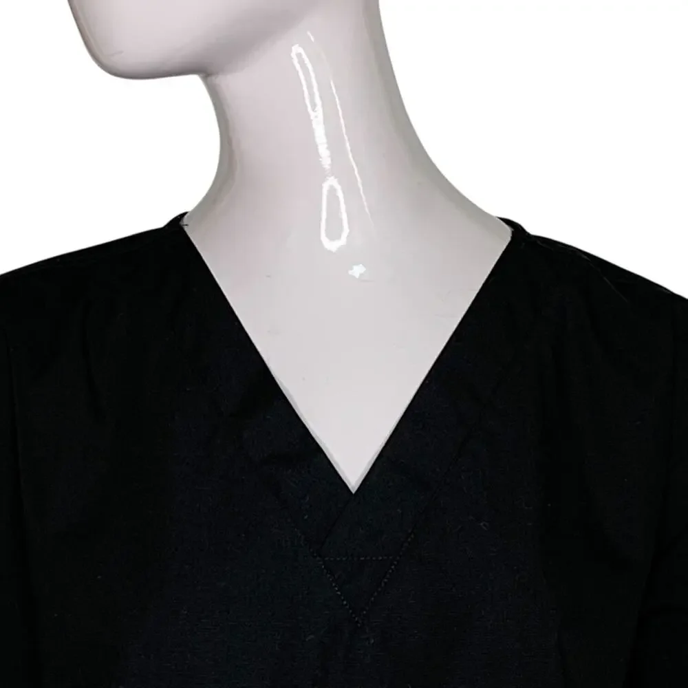 WonderWink NWOT Scrub Top Short Sleeve  V-Neck Solid Black Size L